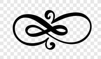 Logotipo del símbolo del ejemplo del vector de la caligrafía del infinito. Emblema eterno sin límites. Pincelada moderna. Concepto de vida sin fin aislado. Elemento de diseño gráfico para tarjeta y logo de tatuaje.