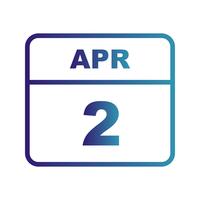 April 2nd Date on a Single Day Calendar vector