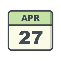 April 27th Date on a Single Day Calendar vector