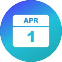 April 1st Date on a Single Day Calendar vector