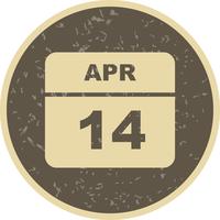 April 14th Date on a Single Day Calendar vector