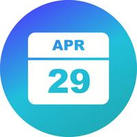 Fecha del 29 de abril en un calendario de un solo día vector