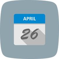 April 26th Date on a Single Day Calendar vector