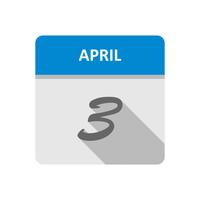 April 3rd Date on a Single Day Calendar vector