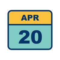 April 20th Date on a Single Day Calendar vector