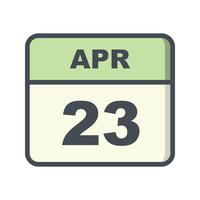 April 23rd Date on a Single Day Calendar vector