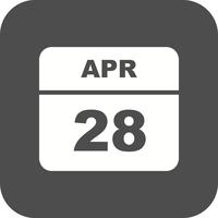 28 de abril Fecha en un calendario de un solo día vector