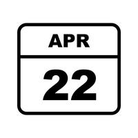 April 22nd Date on a Single Day Calendar vector