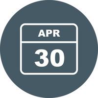 April 30th Date on a Single Day Calendar vector