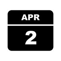 2 de abril Fecha en un calendario de un solo día vector
