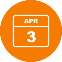 April 3rd Date on a Single Day Calendar vector