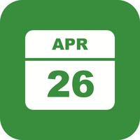 26 de abril Fecha en un calendario de un solo día vector