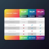 Pricing Table Templates vector