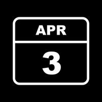 April 3rd Date on a Single Day Calendar vector