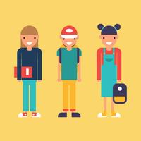 Colorful Kids Going To School vector