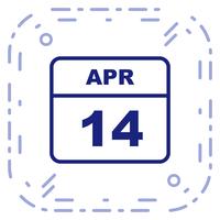 April 14th Date on a Single Day Calendar vector