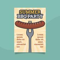 Flat Retro BBQ Poster Template vector