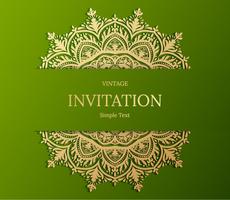 Elegant Save The Date card design. Vintage floral invitation card template. Luxury swirl mandala greeting  gold and green card vector