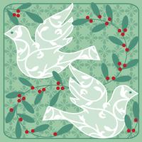 doves and holly vector graphic