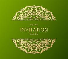 Elegante guardar el diseño de la tarjeta de fecha. Plantilla de tarjeta de invitación floral vintage. Remolino de lujo mandala saludo oro y tarjeta verde vector