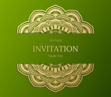 Elegante guardar el diseño de la tarjeta de fecha. Plantilla de tarjeta de invitación floral vintage. Remolino de lujo mandala saludo oro y tarjeta verde vector