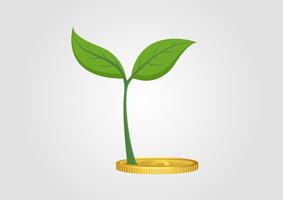 Business concept, growing tree from pile of golden coin vector