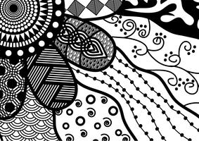 patrón de doodle de vector blanco y negro floral transparente stock