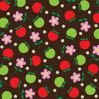 simple apples and pink flower pattern on brown background vector