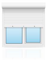 plastic window with rolling shutters vector illustration