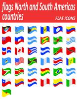 Banderas norte y sur americas países planos iconos vector illustration