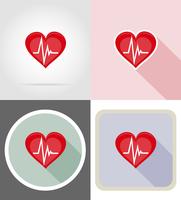 Ilustración de vector de iconos planos de símbolo de corazón sano
