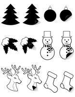 icons labels for christmas and new year black silhouette vector illustration