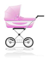 babys perambulator pink vector illustration