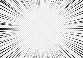 Líneas radiales de la explosión abstracta del flash del cómic en fondo transparente