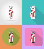 Bolsa de palos de golf iconos planos vector illustration