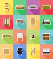 conjunto de muebles iconos planos vector illustration
