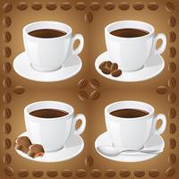 set of icons of cups with coffee vector