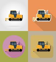caterpillar tractor flat icons vector illustration