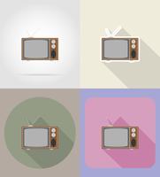 viejo retro vintage tv plana iconos vector illustration