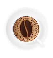 cup of coffee crema and symbol beans vector illustration