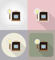 old retro vintage photo camera flat icons vector illustration