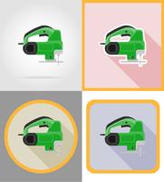 Sierra eléctrica herramientas para la construcción y reparación de iconos planos vector illustration