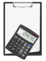 calculator clipboard and blank sheet of paper concept vector illustration