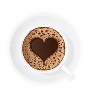 cup of coffee crema and symbol heart vector illustration