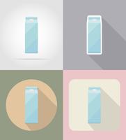 milk packaging drink and objects flat icons vector illustration