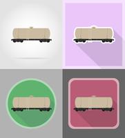 ferroviaria, tren, plano, iconos, vector, ilustración vector