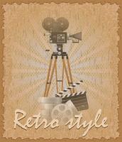 retro style poster old movie camera vector illustration