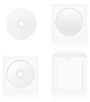 set of white blank cd disk and cover vector illustration