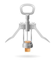 metal corkscrew for opening a cork in a wine bottle vector illustration