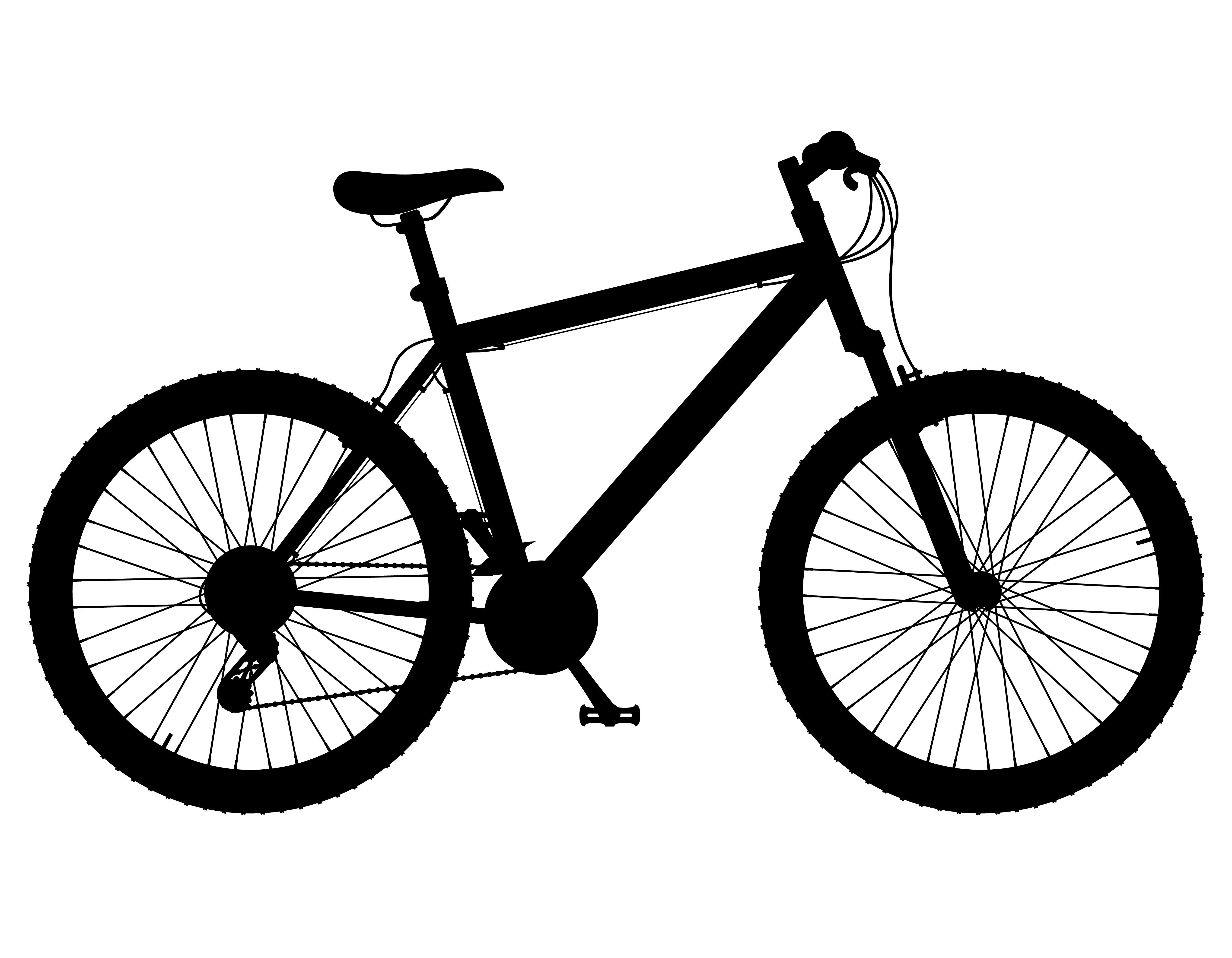 Mountain Bike With Gear Shifting Black Silhouette Vector